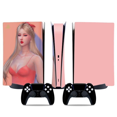 Pretty Girl decal skin for PS5 Digital Console and two Con.. Pretty Girl decal skin for PS5 Digital Console and two Con..