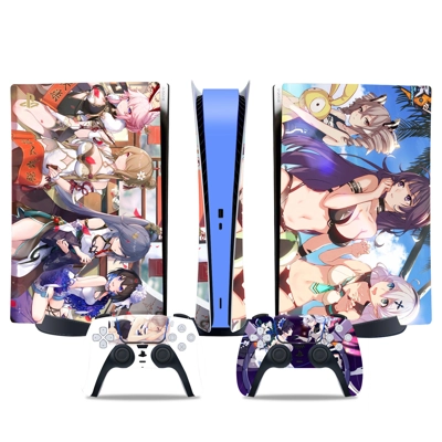 Anime decal skin for PS5 Digital Console and two Controllers