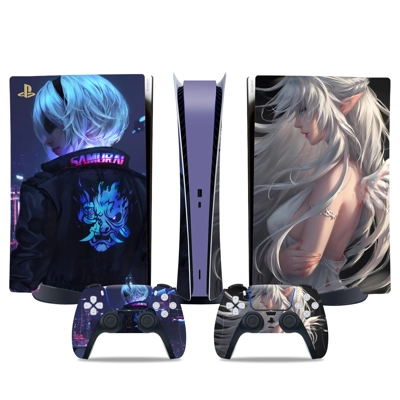 Samurai decal skin for PS5 Digital Console and two Control.. Samurai decal skin for PS5 Digital Console and two Control..