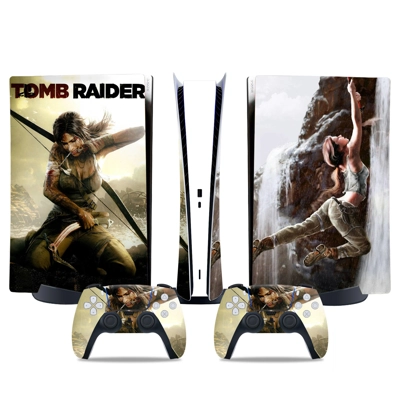 Tomb Raider decal skin for PS5 Digital Console and two Con.. Tomb Raider decal skin for PS5 Digital Console and two Con..