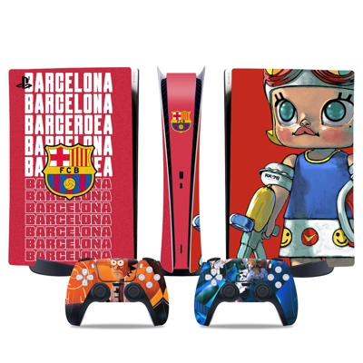 FC Barcelona decal skin for PS5 Digital Console and two Co.. FC Barcelona decal skin for PS5 Digital Console and two Co..