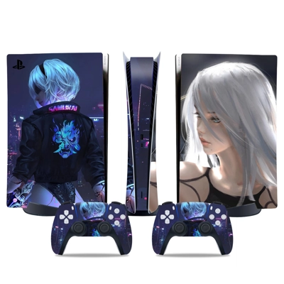 Samurai decal skin for PS5 Digital Console and two Controllers