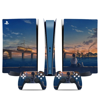 Anime Scene decal skin for PS5 Digital Console and two Con.. Anime Scene decal skin for PS5 Digital Console and two Con..