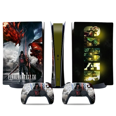 Final Fantasy 15 decal skin for PS5 Digital Console and two Controllers