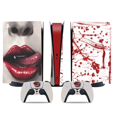 Blood drops decal skin for PS5 Digital Console and two Controllers