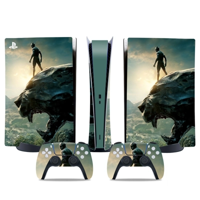 Black Panther decal skin for PS5 Digital Console and two C.. Black Panther decal skin for PS5 Digital Console and two C..