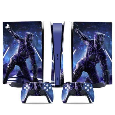 Black Panther decal skin for PS5 Digital Console and two C.. Black Panther decal skin for PS5 Digital Console and two C..
