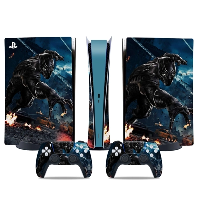 Black Panther decal skin for PS5 Digital Console and two C.. Black Panther decal skin for PS5 Digital Console and two C..