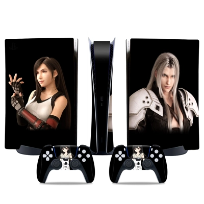 Final Fantasy 7 decal skin for PS5 Digital Console and two Controllers