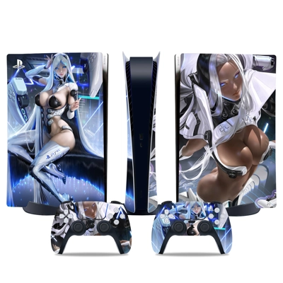Anime Girl decal skin for PS5 Digital Console and two Cont.. Anime Girl decal skin for PS5 Digital Console and two Cont..