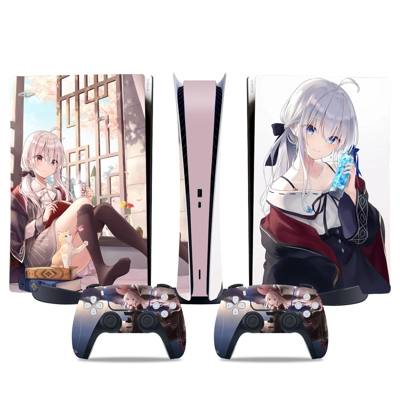 Anime Girl decal skin for PS5 Digital Console and two Cont.. Anime Girl decal skin for PS5 Digital Console and two Cont..