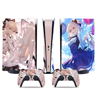 Anime Girl decal skin for PS5 Digital Console and two Cont.. Anime Girl decal skin for PS5 Digital Console and two Cont..