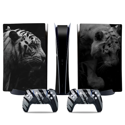 Tiger decal skin for PS5 Digital Console and two Controllers Tiger decal skin for PS5 Digital Console and two Controllers