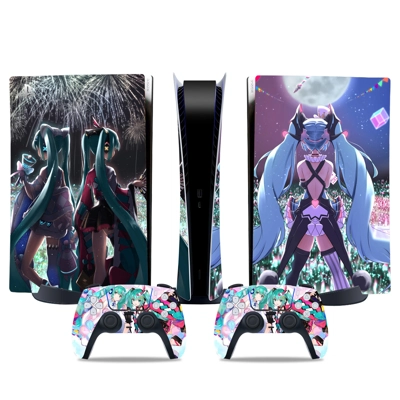Hatsune Miku decal skin for PS5 Digital Console and two Co.. Hatsune Miku decal skin for PS5 Digital Console and two Co..