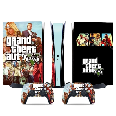 Grand Theft Auto decal skin for PS5 Digital Console and two Controllers