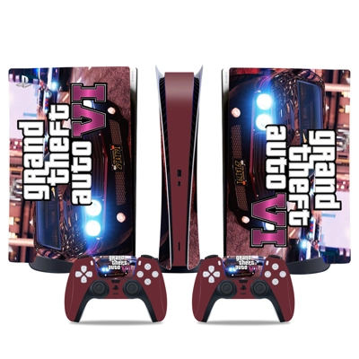 Grand Theft Auto decal skin for PS5 Digital Console and two Controllers