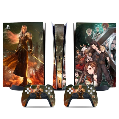 Final Fantasy 7 decal skin for PS5 Digital Console and two Controllers