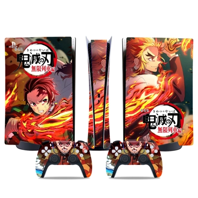 Demon Slayer decal skin for PS5 Digital Console and two Controllers