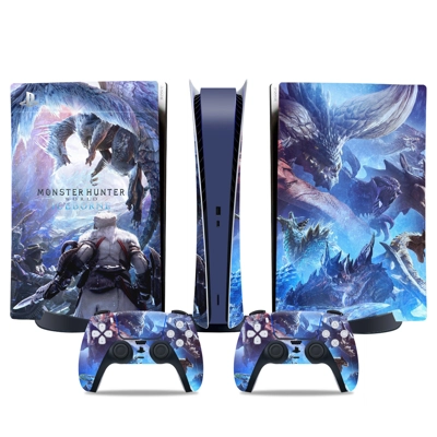 Monster Hunter Iceborne decal skin for PS5 Digital Console and two Controllers