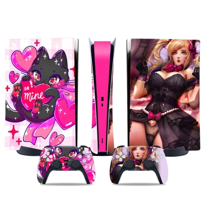Anime Girl decal skin for PS5 Digital Console and two Cont.. Anime Girl decal skin for PS5 Digital Console and two Cont..