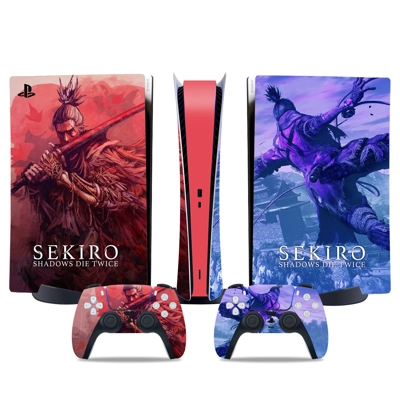 Sekiro Shadow Die Twice decal skin for PS5 Digital Console and two Controllers