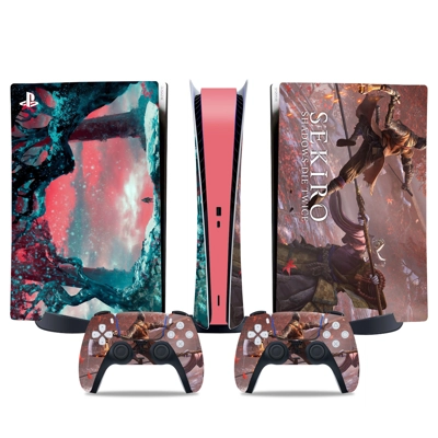 Sekiro Shadow Die Twice decal skin for PS5 Digital Console and two Controllers