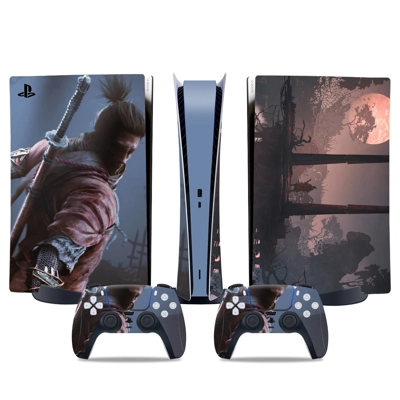 Sekiro Shadow Die Twice decal skin for PS5 Digital Console and two Controllers