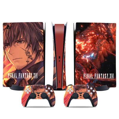 Final Fantasy 16 decal skin for PS5 Digital Console and two Controllers