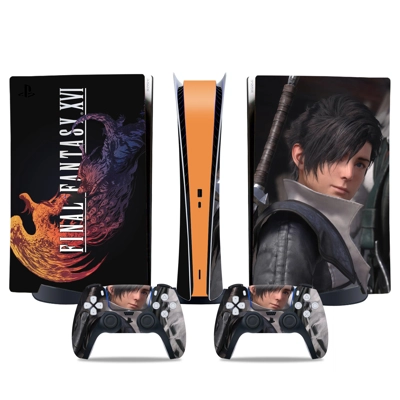 Final Fantasy 16 decal skin for PS5 Digital Console and two Controllers