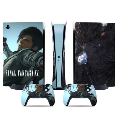 Final Fantasy 16 decal skin for PS5 Digital Console and two Controllers