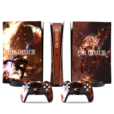 Final Fantasy 16 decal skin for PS5 Digital Console and two Controllers