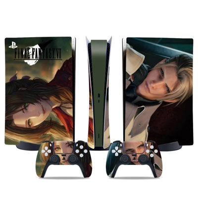 Final Fantasy 7 decal skin for PS5 Digital Console and two.. Final Fantasy 7 decal skin for PS5 Digital Console and two..