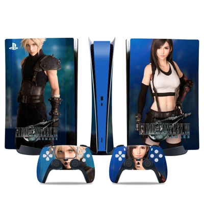 Final Fantasy 7 decal skin for PS5 Digital Console and two Controllers