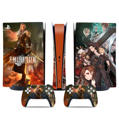 Final Fantasy 7 decal skin for PS5 Digital Console and two Controllers