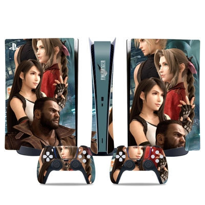 Final Fantasy 7 decal skin for PS5 Digital Console and two Controllers