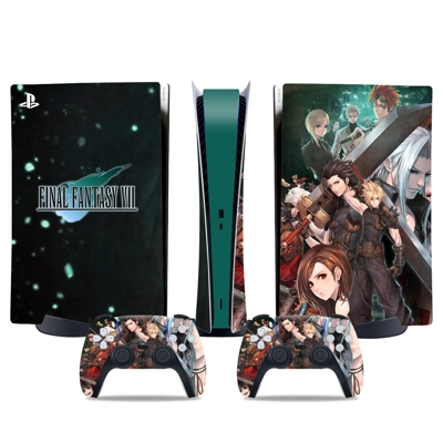 Final Fantasy 7 decal skin for PS5 Digital Console and two Controllers