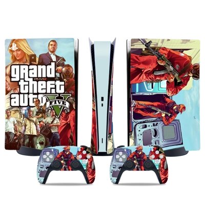 GTA 5 decal skin for PS5 Digital Console and two Controllers GTA 5 decal skin for PS5 Digital Console and two Controllers