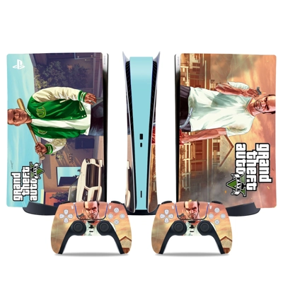 GTA 5 decal skin for PS5 Digital Console and two Controllers GTA 5 decal skin for PS5 Digital Console and two Controllers