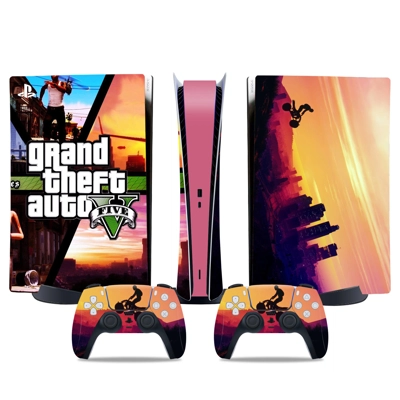 GTA 5 decal skin for PS5 Digital Console and two Controllers GTA 5 decal skin for PS5 Digital Console and two Controllers