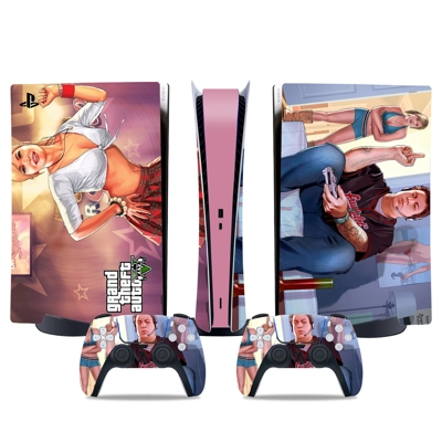 GTA 5 decal skin for PS5 Digital Console and two Controllers GTA 5 decal skin for PS5 Digital Console and two Controllers