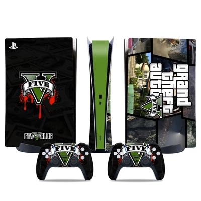 GTA 5 decal skin for PS5 Digital Console and two Controllers GTA 5 decal skin for PS5 Digital Console and two Controllers