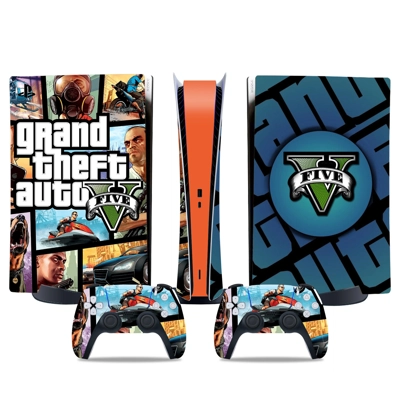 GTA 5 decal skin for PS5 Digital Console and two Controllers GTA 5 decal skin for PS5 Digital Console and two Controllers