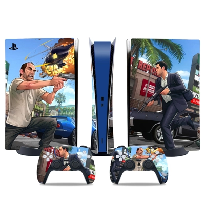 GTA 5 decal skin for PS5 Digital Console and two Controllers GTA 5 decal skin for PS5 Digital Console and two Controllers