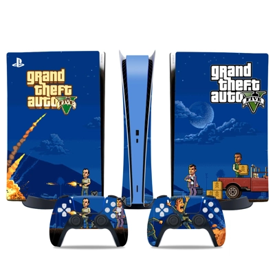 GTA 5 decal skin for PS5 Digital Console and two Controllers GTA 5 decal skin for PS5 Digital Console and two Controllers