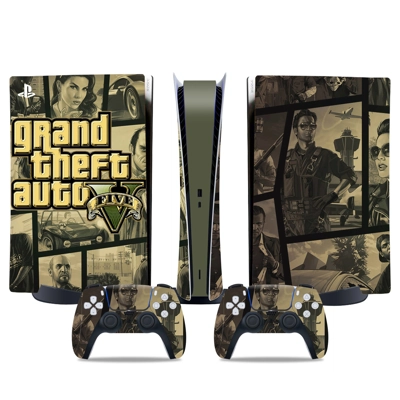 GTA 5 decal skin for PS5 Digital Console and two Controllers GTA 5 decal skin for PS5 Digital Console and two Controllers