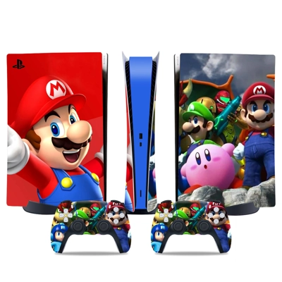 Super Mario decal skin for PS5 Digital Console and two Controllers