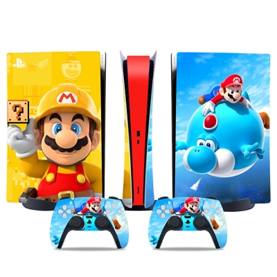 Super Mario decal skin for PS5 Digital Console and two Con.. Super Mario decal skin for PS5 Digital Console and two Con..