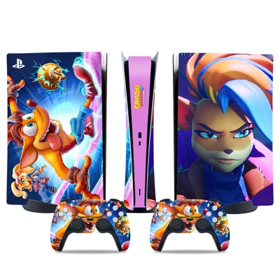 Crash Bandicoot decal skin for PS5 Digital Console and two Controllers