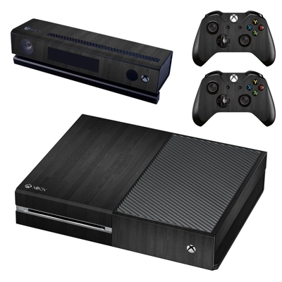 Black Wooden board decal skin for Xbox one Console and 2 Controllers