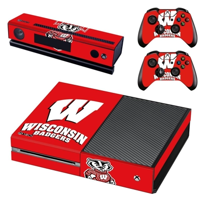 Wisconsin Badgers decal skin for Xbox one Console and 2 Co.. Wisconsin Badgers decal skin for Xbox one Console and 2 Co..